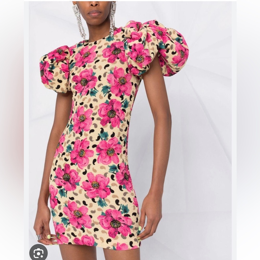 ROTATE Birger Christensen Ruby Floral-Print
Puff-Sleeve Mini Dress 38